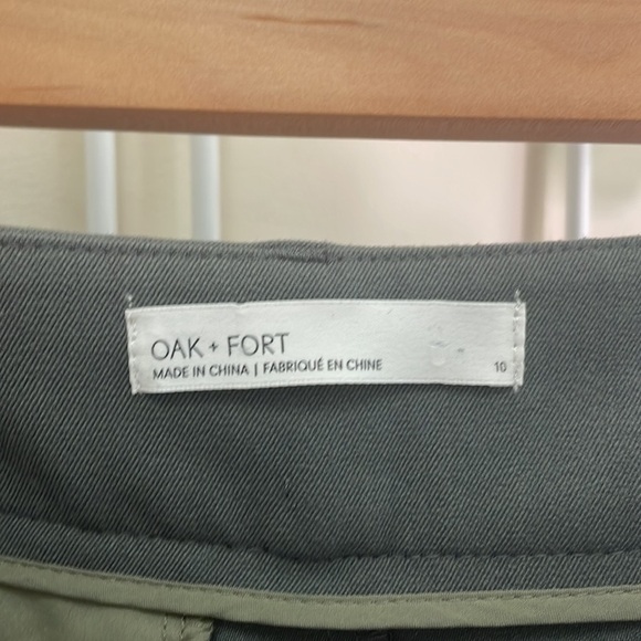 Oak + Fort - Tie Front Flowy Pants - Green Grey Neutral - Size 10 - Picture 5 of 16
